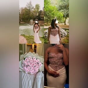 Elegant Pink Strapless Prom Dress